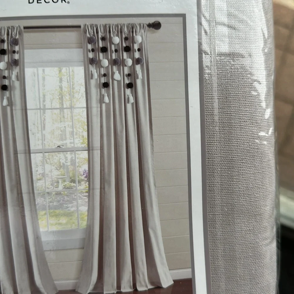 Boho Pom Pom Tassel Linen Panel 52x95